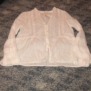 White summer blouse loose light weight button up